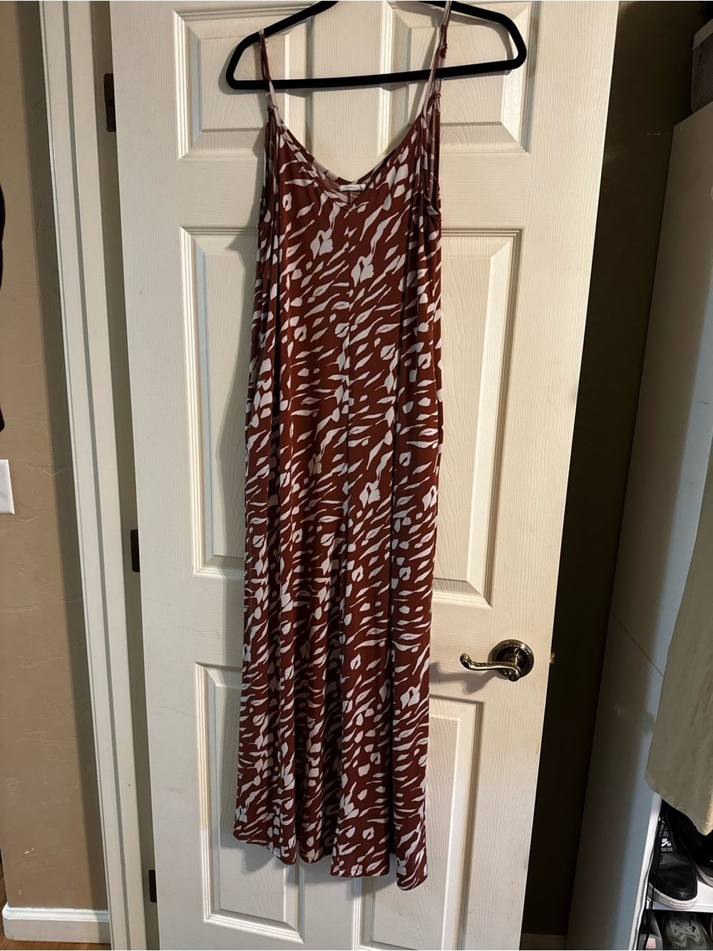 West K Brown & Ivory Animal Print Maxi Jumpsuit | Size Small